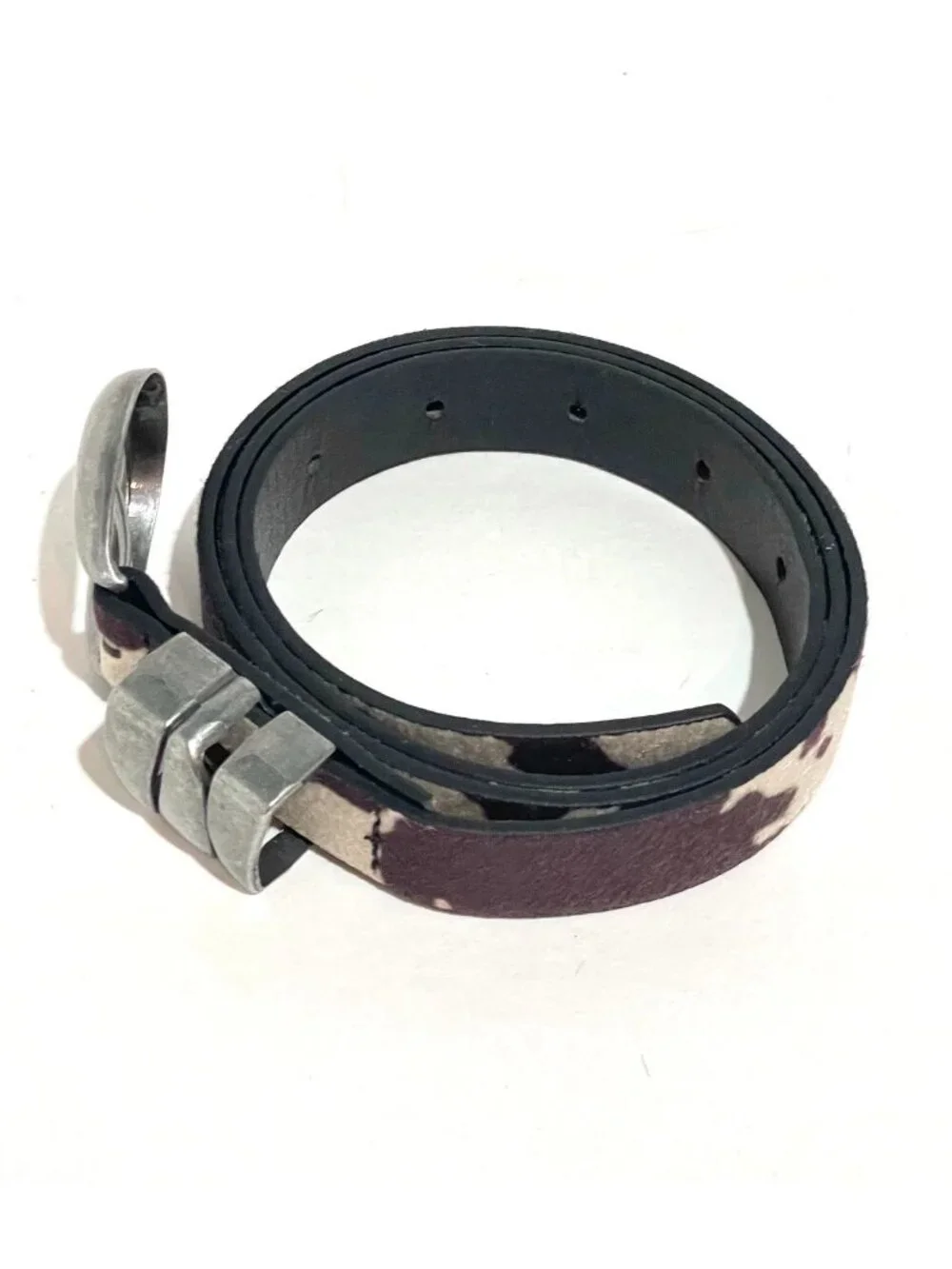 Boho Cow Print Hair-On-Hide Faux Leather Women's Belt New